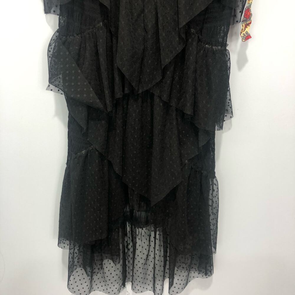 Free People Lace Layered Black Sheer Ruffle Dress Size L - Picture 3 of 10